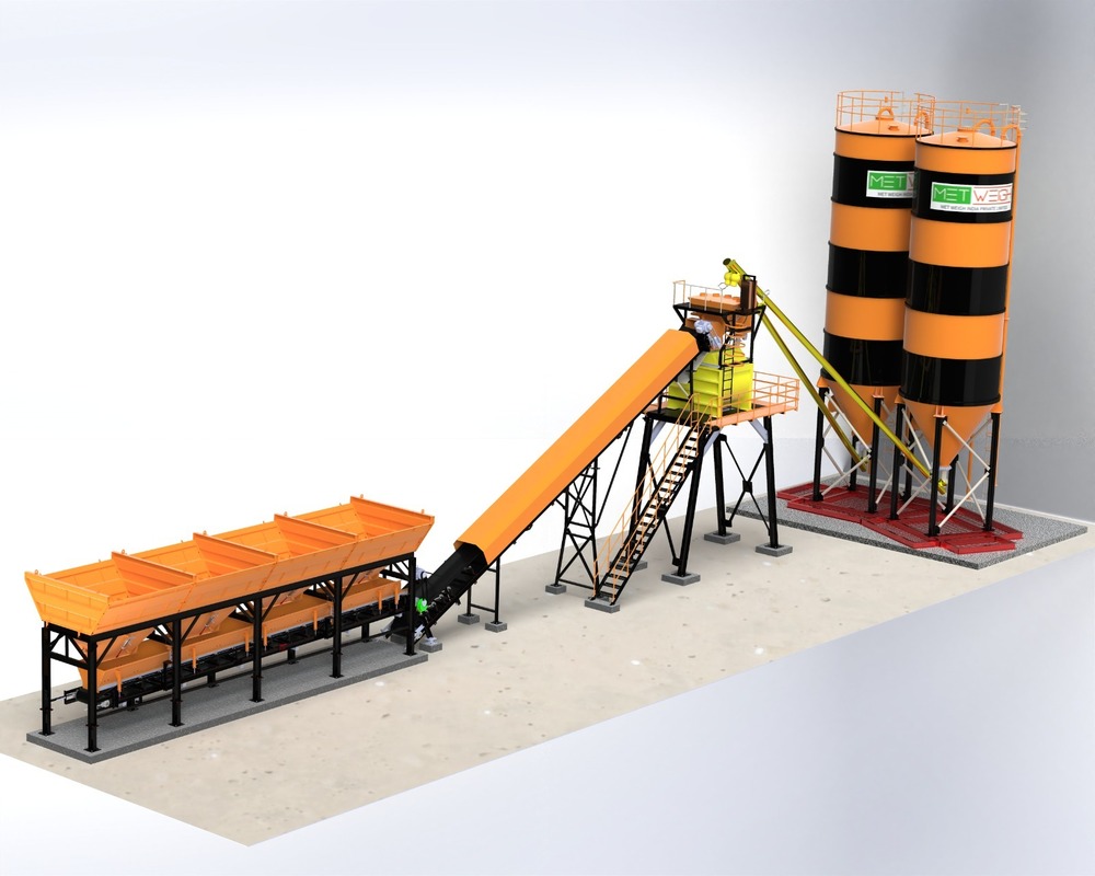 Concrete Batching Plant - Stainless Steel, 20 Cubic Meters Per Hour, Blue Color | Automatic Operation, 220-440 Volt, 1-Year Warranty