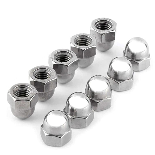 Dome Nut - Steel, Polished Finish, Silver Color | Durable Dome Type Design for Reliable Industrial Fastening Solutions