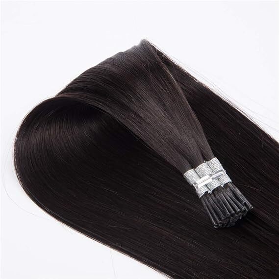 I Tip Hair Extensions Pre Ponded Fushion I Tip Human Hair Micro Tip Extension (18 Inch) - Color: Natural Black And Brown