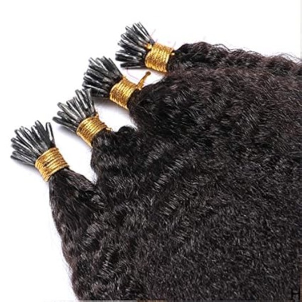 Kinky Curly Straight I-Tip Hair Extensions 22in | 100 strands Human Hair Cold Fusion
