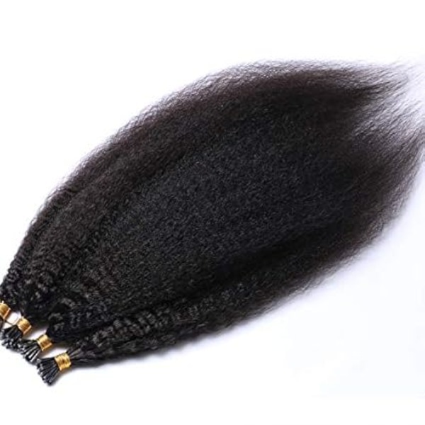 Brazilian Straight I Tip Extension Pure Colored Human Pre Bonded Extensions 1g/s 100Strand I Tip Microlink For Women (24inch, Natural color)