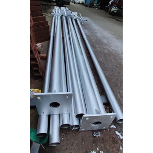 Street Light Pole - Metal, Silver Color, Polished Surface Finish | High Durability and Aesthetic Appeal for Urban Lighting Applications