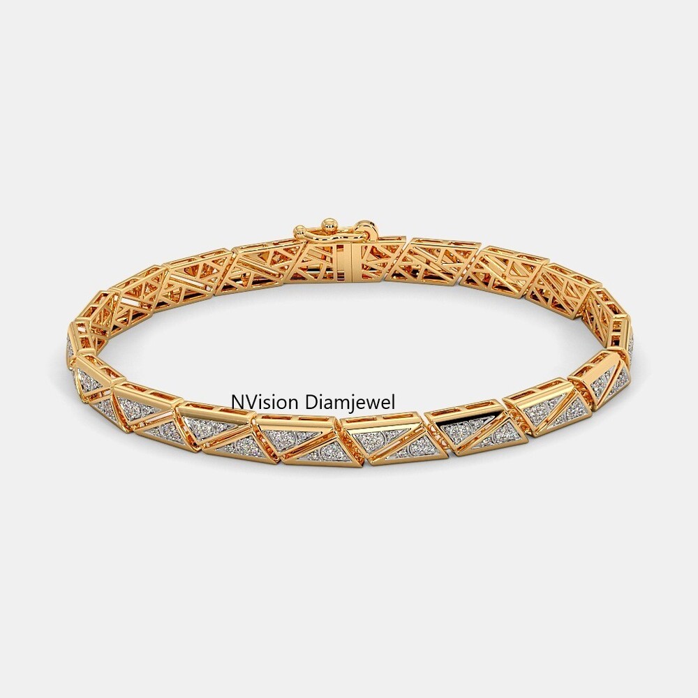 Men's Geometric Natural Diamond Prism Bracelet