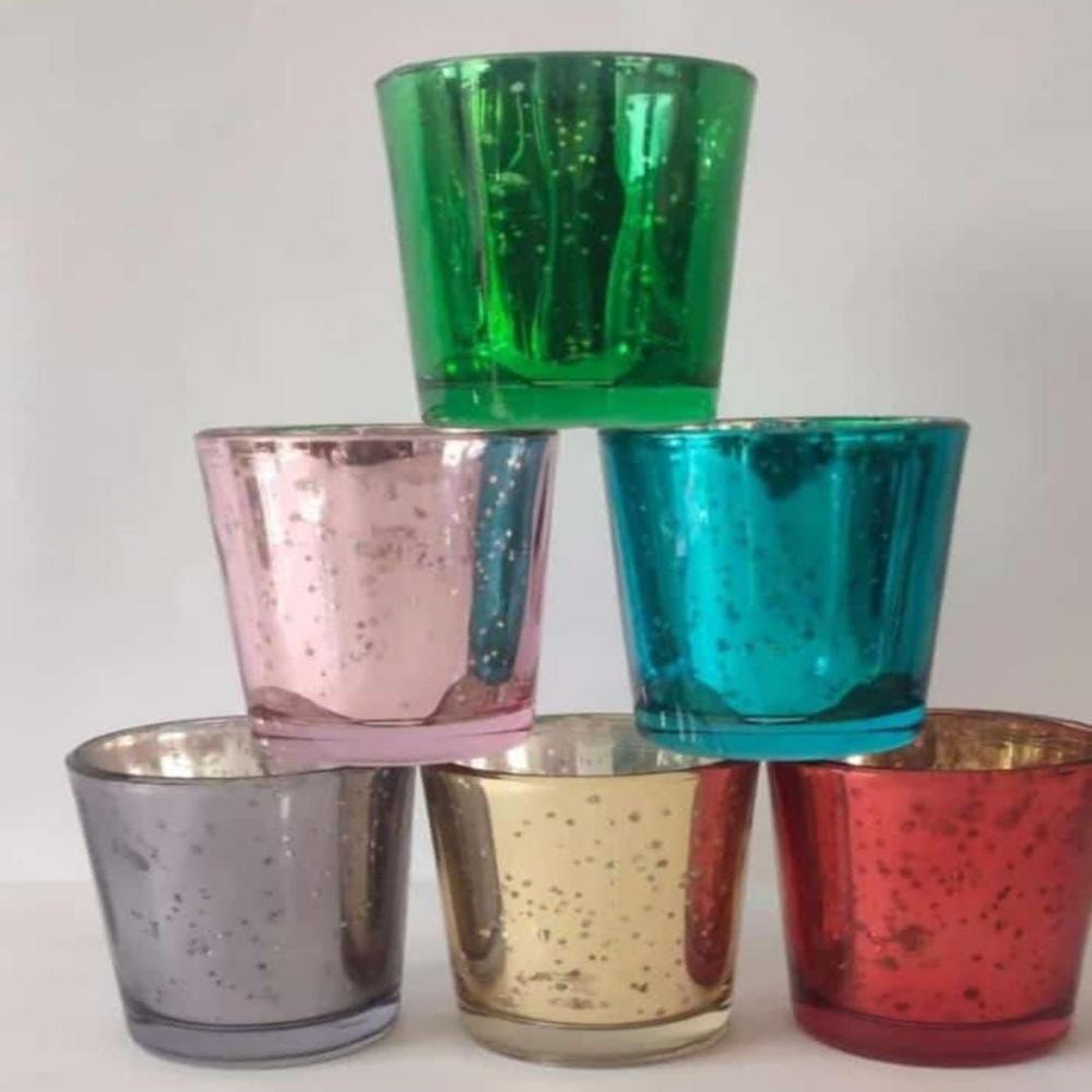 Murccury Finish Candle Holder - Color: Multicolor