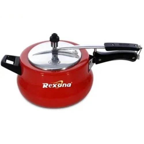 2 लीटर लाल रंग का रेक्सोना एल्युमीनियम प्रेशर कुकर अंदर के ढक्कन के साथ