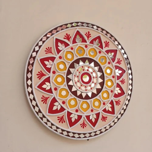 25Cm Round Lippon Handmade Painting Wall Art - Design Type: Standard