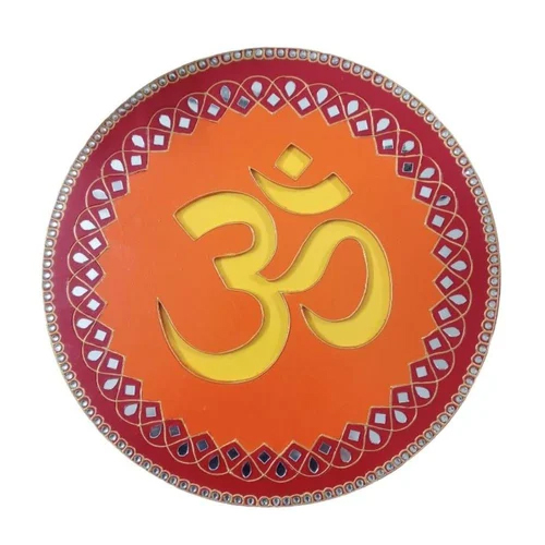 25cm VN Creations Round Wall Hanging Wooden OM Statue Wall Decor