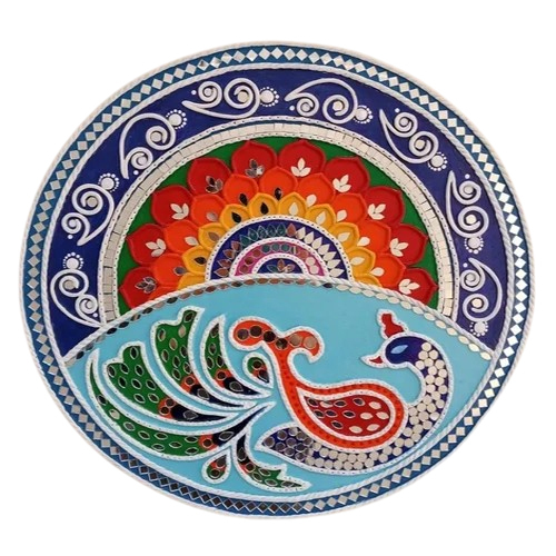 12Inch Starangi Mayur Mdf Board Wall Art - Color: Multicolour