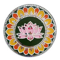 10 Inch Round Lotus Lippan Handmade Painting - Design Type: Standard