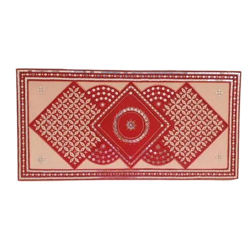 Mud Mirror Work Lippan Art - Color: Red