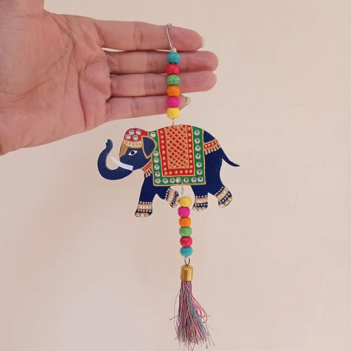 Elephant Wall Hanging And Key Ring Rajasthani - Color: Multicolour