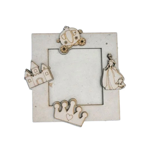 Princess-Themed Photo Frame With Pine Mdf Cutouts - Color: Brown