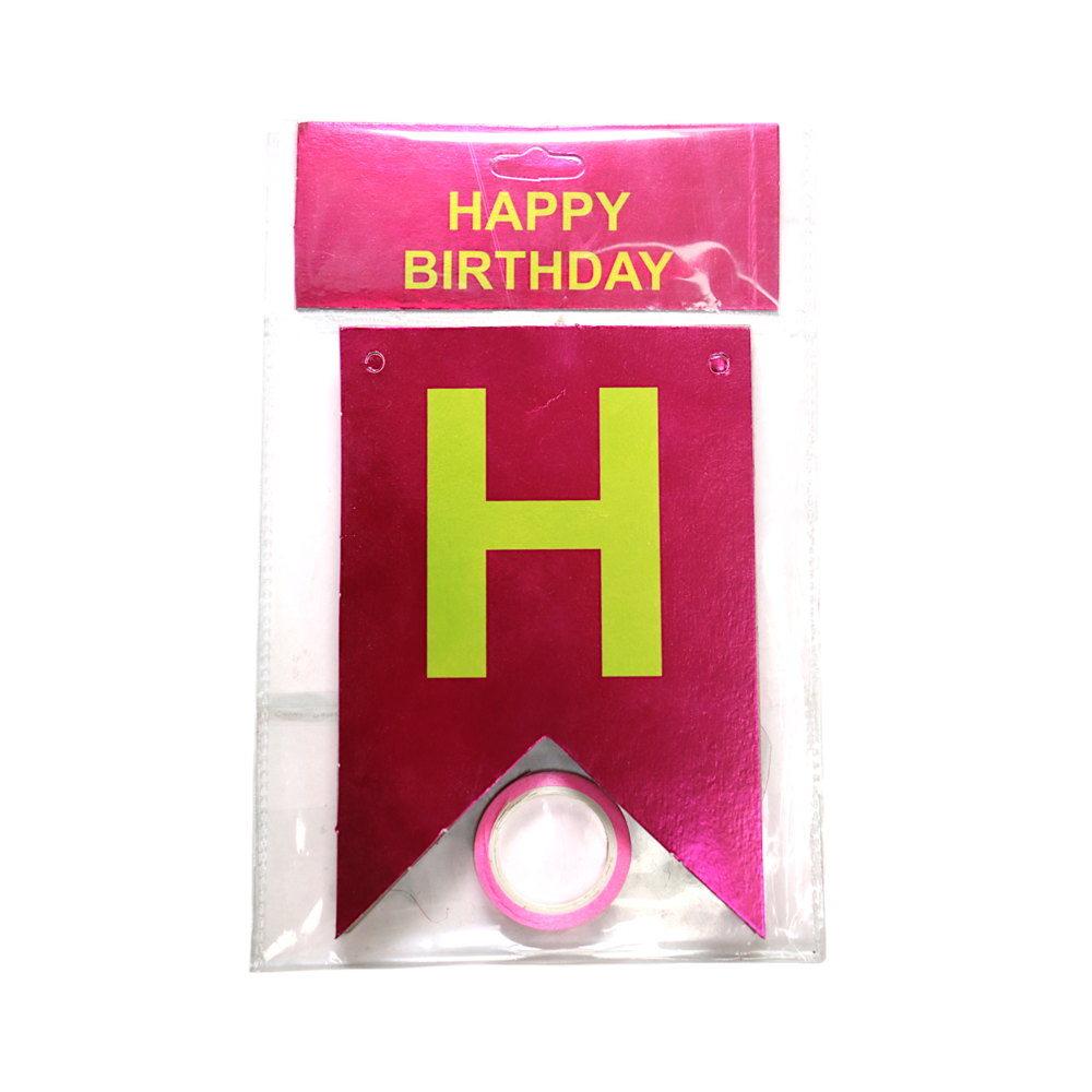 Metallic HAPPY BIRTHDAY Banner - Pink & Neon Green