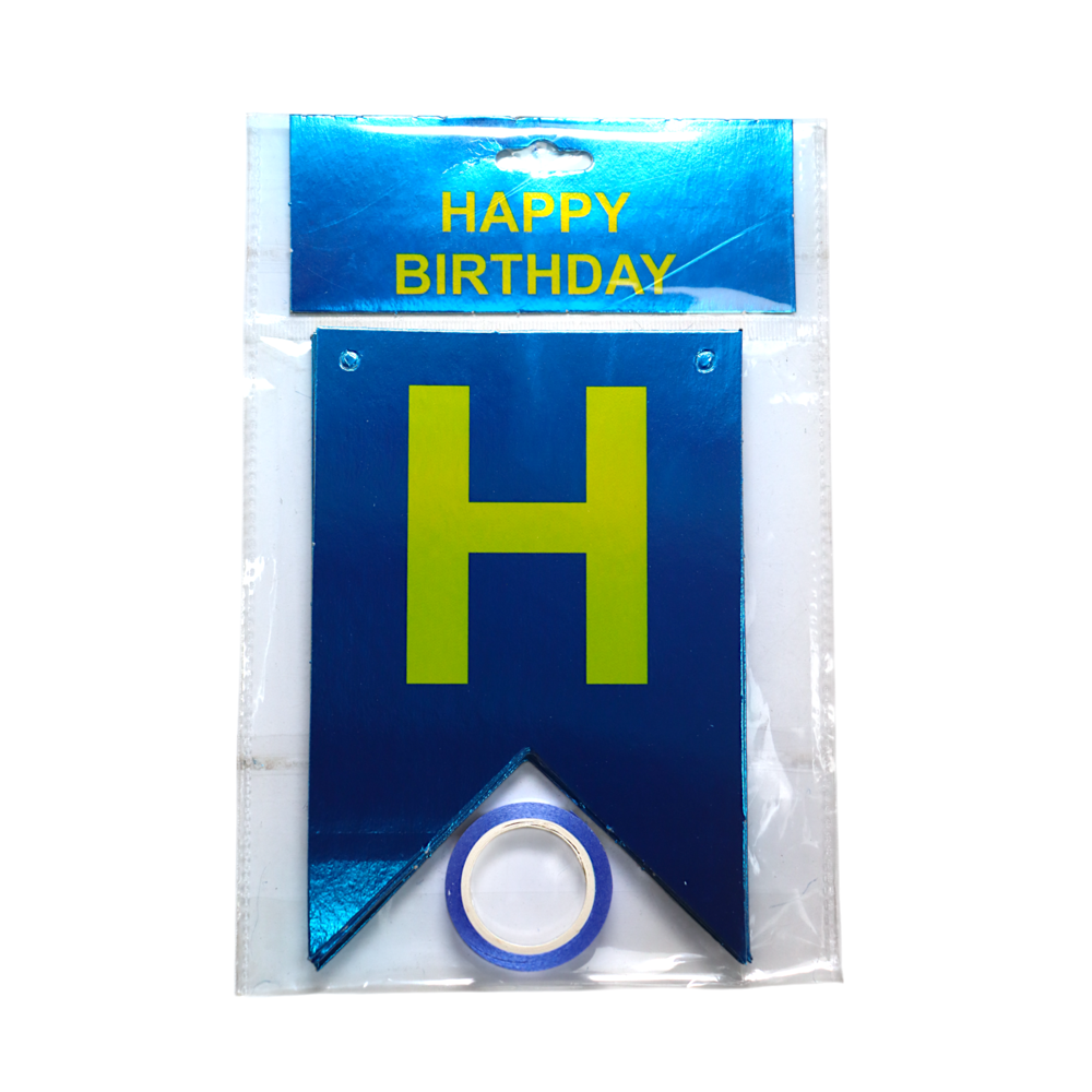 Metallic HAPPY BIRTHDAY Banner - Blue & Neon 