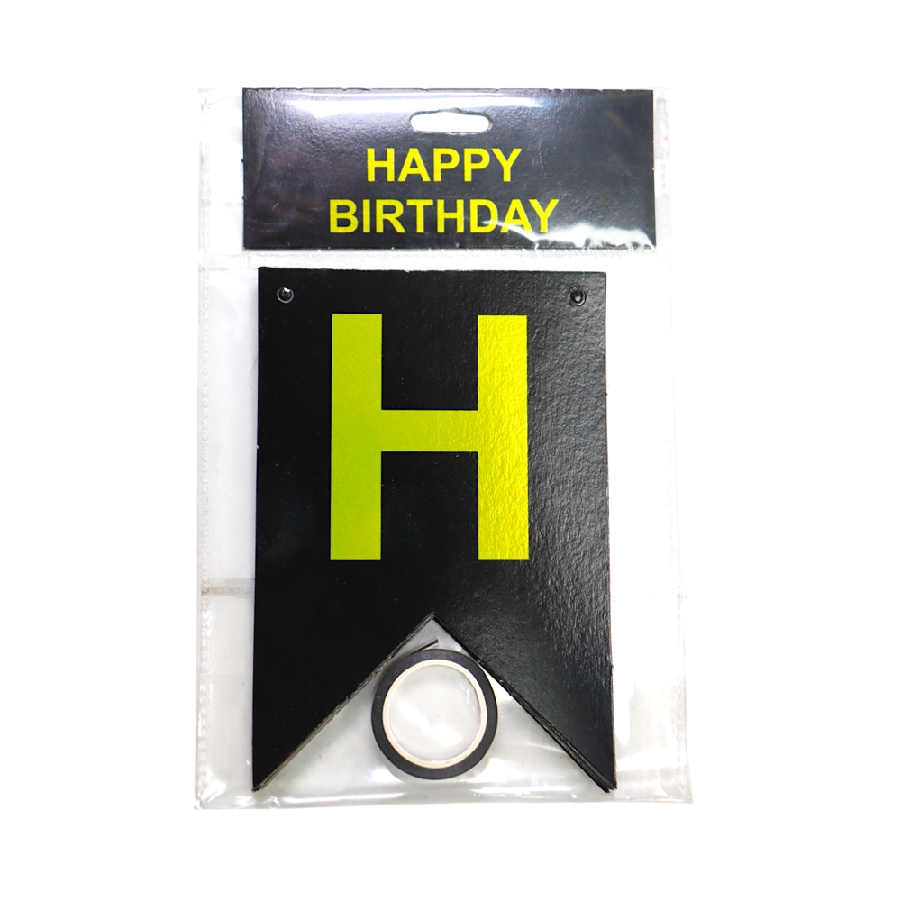 Metallic HAPPY BIRTHDAY Banner - Black & Neon G