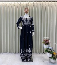 SUMMER RUNNING WEAR SPECIAL TRENDING KURTA PLAZZO SET WITH  EMBROIDERY THREAD WORK