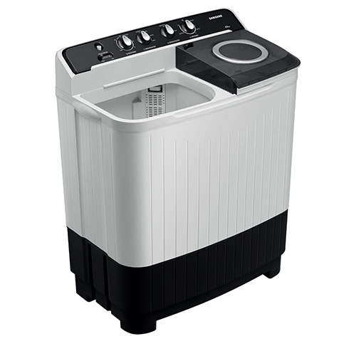 Semi Automatic Washing Machine - Plastic & Stainless Steel, Adjustable Speed Mode, White & Black Color, 220 Volt, 1-Year Warranty