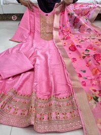 Anarkali Flared Kurti Pant Dupatta Set