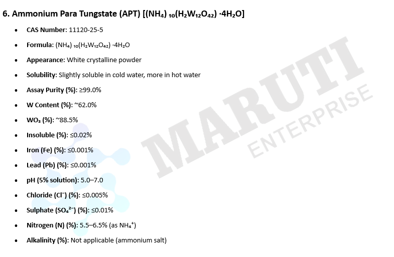 Ammonium Paratungstate - Chemical Name: Apt