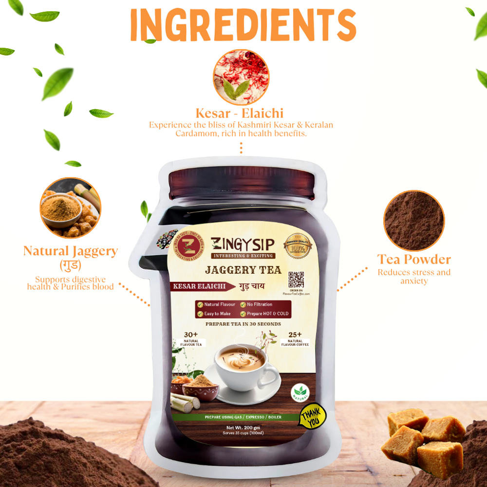 Jaggery Kesar Elaichi Tea - Color: Black