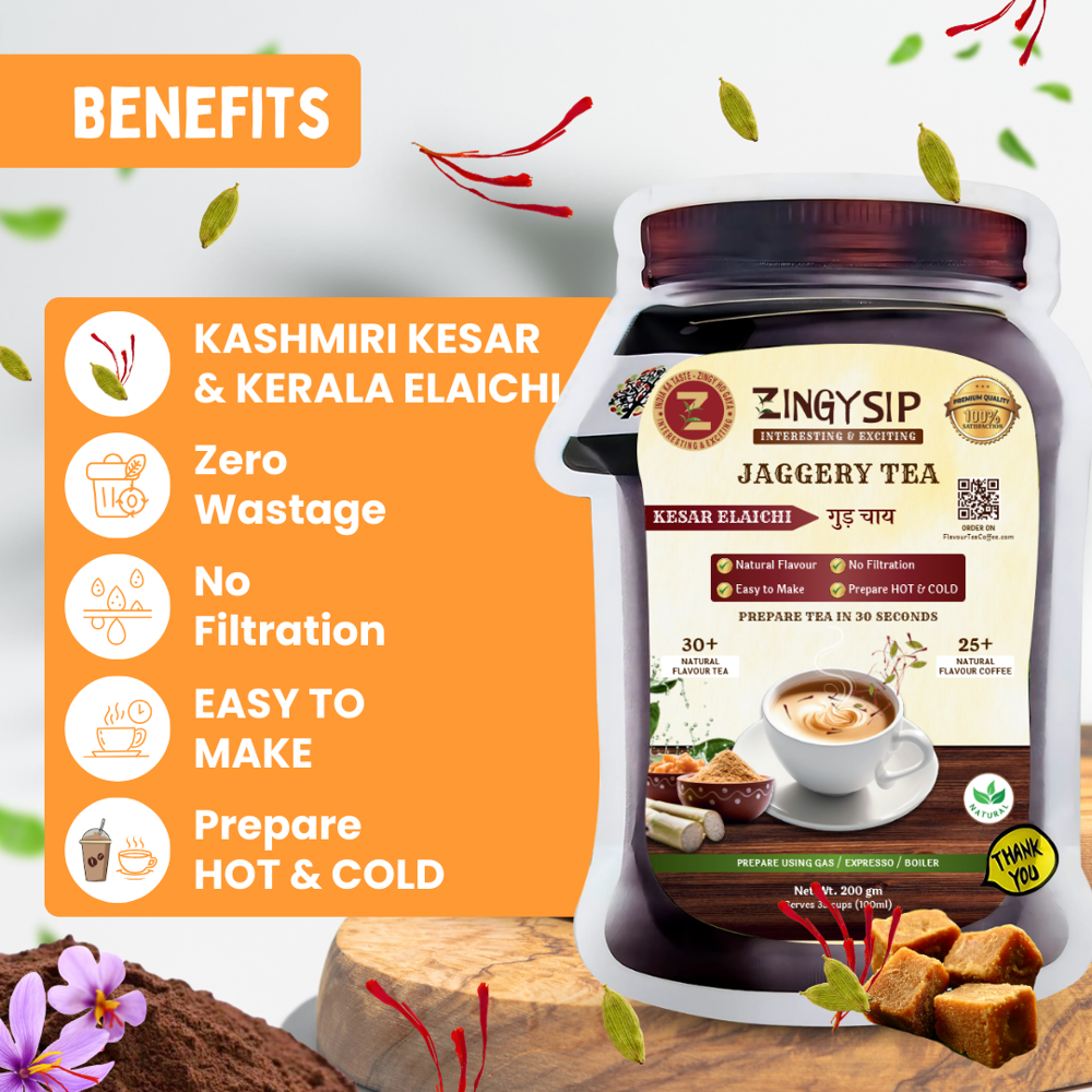Jaggery Kesar Elaichi Tea - Color: Black
