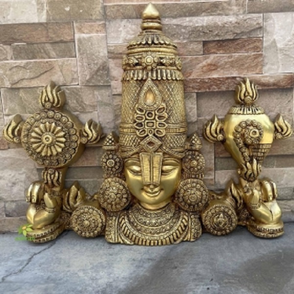 Tirupathi Balaji Venkateshwara Statue Wall Hanging Table Top Decor Shank Chakra Balaji Face Tilak Balaji