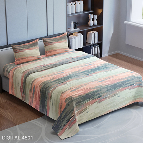 4501 Digital Light Brown Bed Sheet Set - Color: Multi Colour