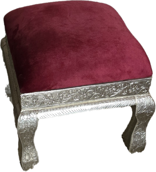 Antique White Metal Stool