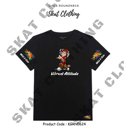 Boys Round Neck T-Shirt - Color: Black