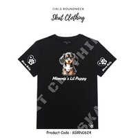 Girls Round Neck T-Shirt Casual - Color: Black