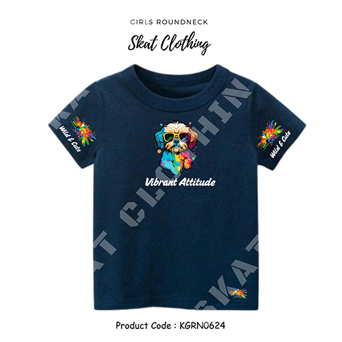 Girls Round Neck T-Shirt Casual