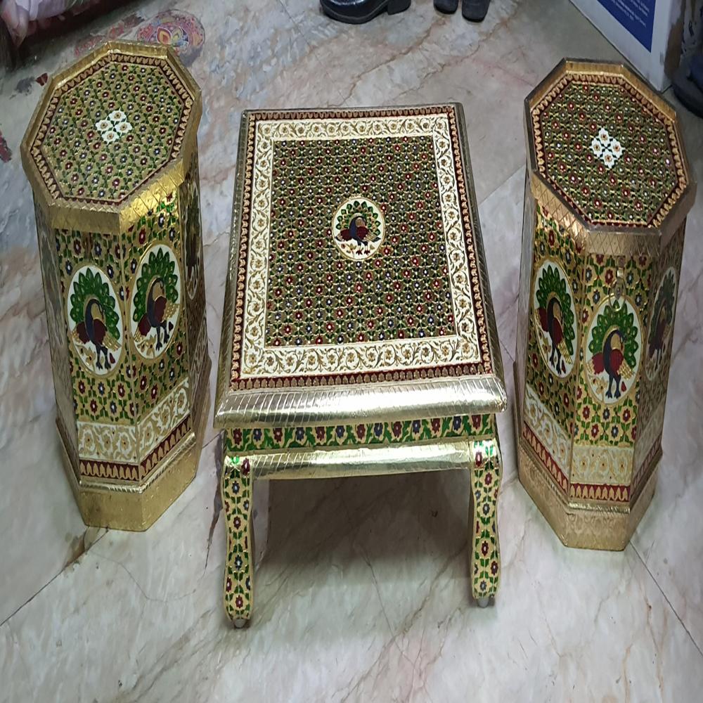 BRASS MEENA CHOWKI  /TANKI SET