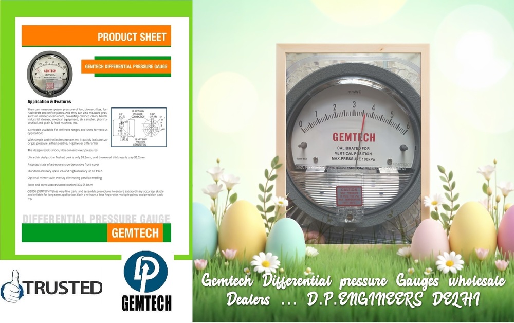 GEMTECH Differential Pressure Gauges wholesale Dealers Suppliers Distbutors by Phattan Maharashtra