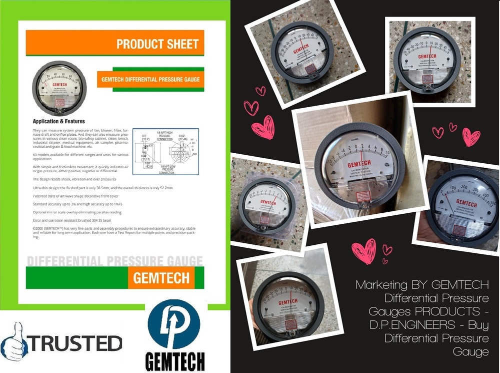 GEMTECH Differential Pressure Gauges wholesale Dealers Suppliers Distbutors by Phattan Maharashtra