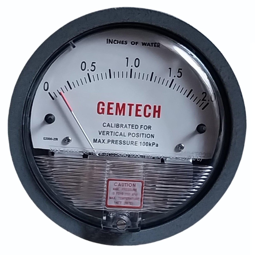 Gemtech World Class Differential Pressure Gauge - Accuracy: 2% (-Ha Model 1) Of Fs (3% (-Ha 1.5%) On -0
