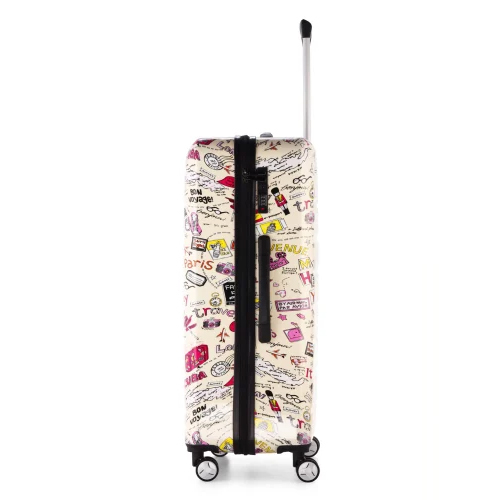 Baby Pink Printed Luggage Trolley Bag Baby Pink Printed Luggage Trolley Bag
