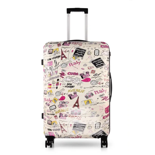 Roverlite Baby Pink Printed Luggage Trolley Bag