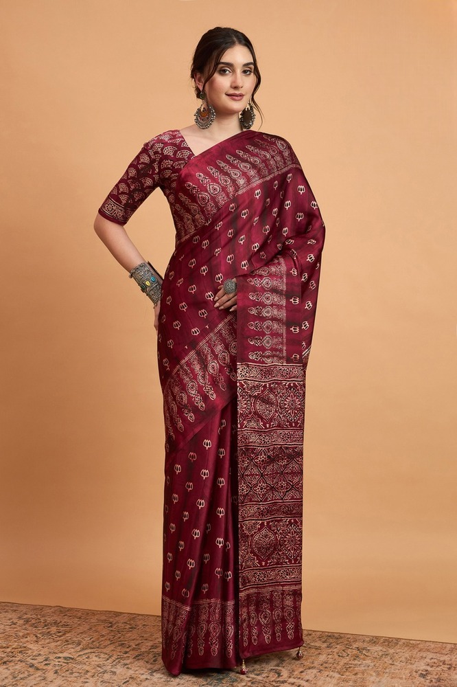 SATIN PRINTED SAREE