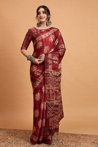 SATIN PRINTED SAREE