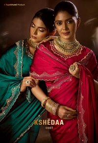 Satin Silk Heavy Sequence Work Saree - Color: Multicolor