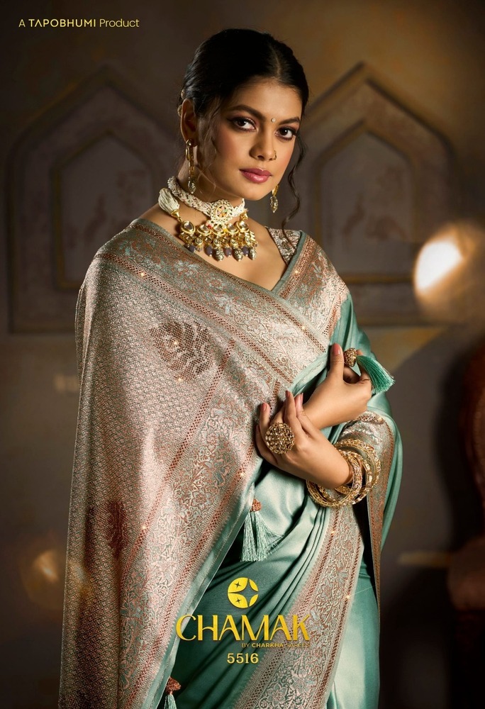 PURE SATIN SILK SWAROVSKI WORK