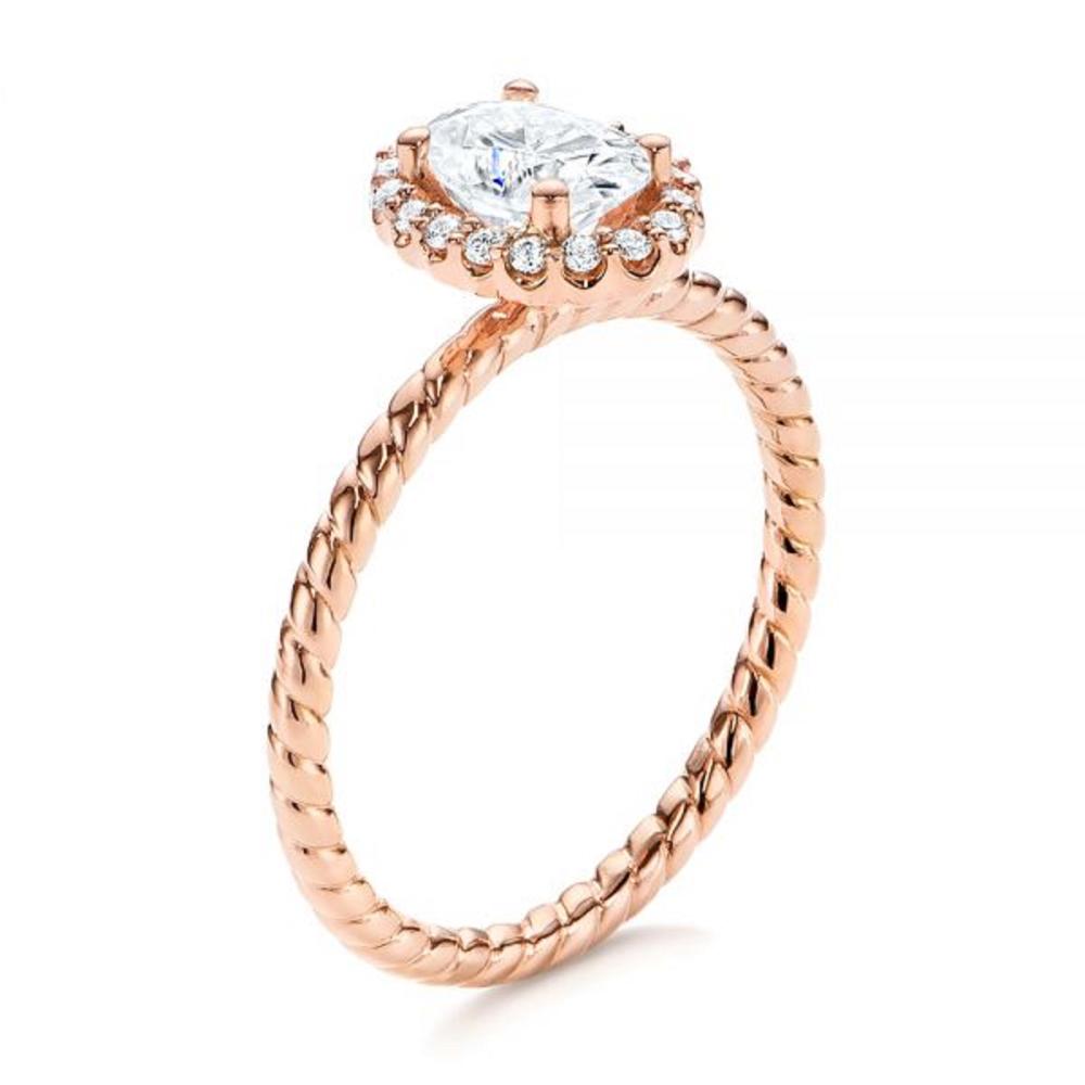 14k Oval Shape Diamond Rose Gold Designer Solitair Ring
