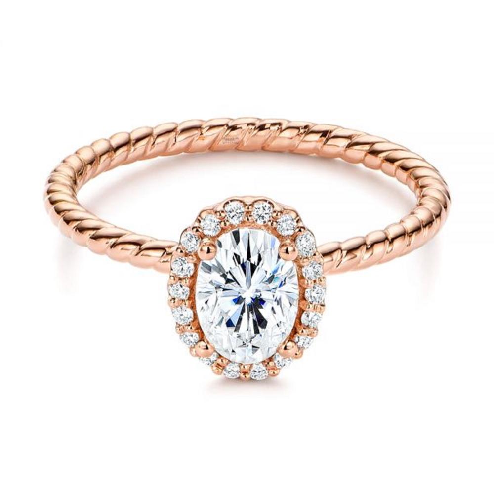 14K Oval Shape Diamond Rose Gold Designer Solitair Ring