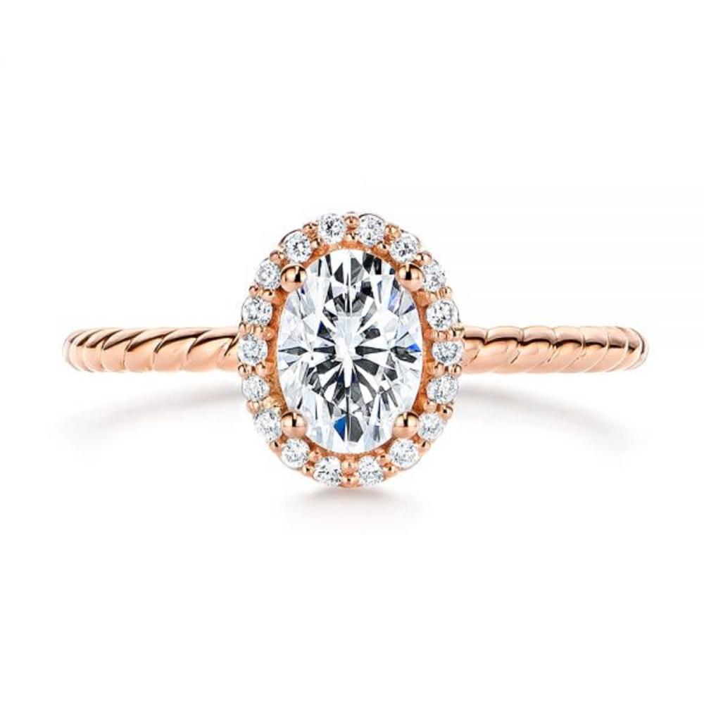 14K Oval Shape Diamond Rose Gold Designer Solitair Ring