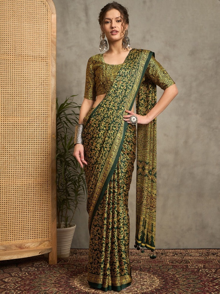 PURE GAJJI MODAL SATIN PRINTED SAREE