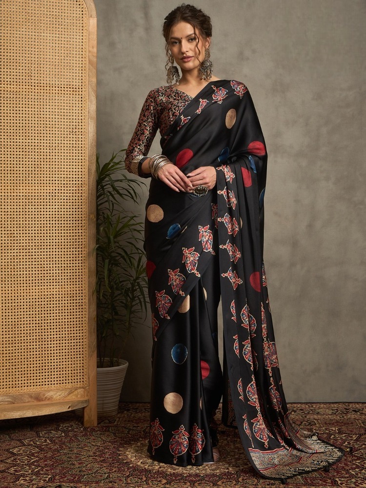 PURE GAJJI MODAL SATIN PRINTED SAREE