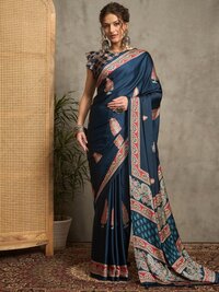 PURE GAJJI MODAL SATIN PRINTED SAREE