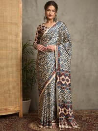 PURE GAJJI MODAL SATIN PRINTED SAREE