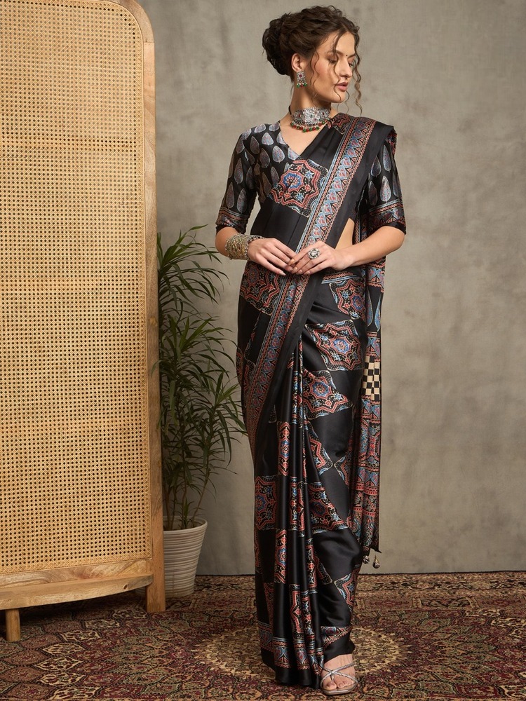 PURE GAJJI MODAL SATIN PRINTED SAREE