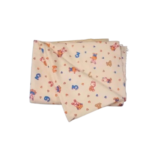 Printed Cream Cotton Flannel Fabric - Attributes: Washable